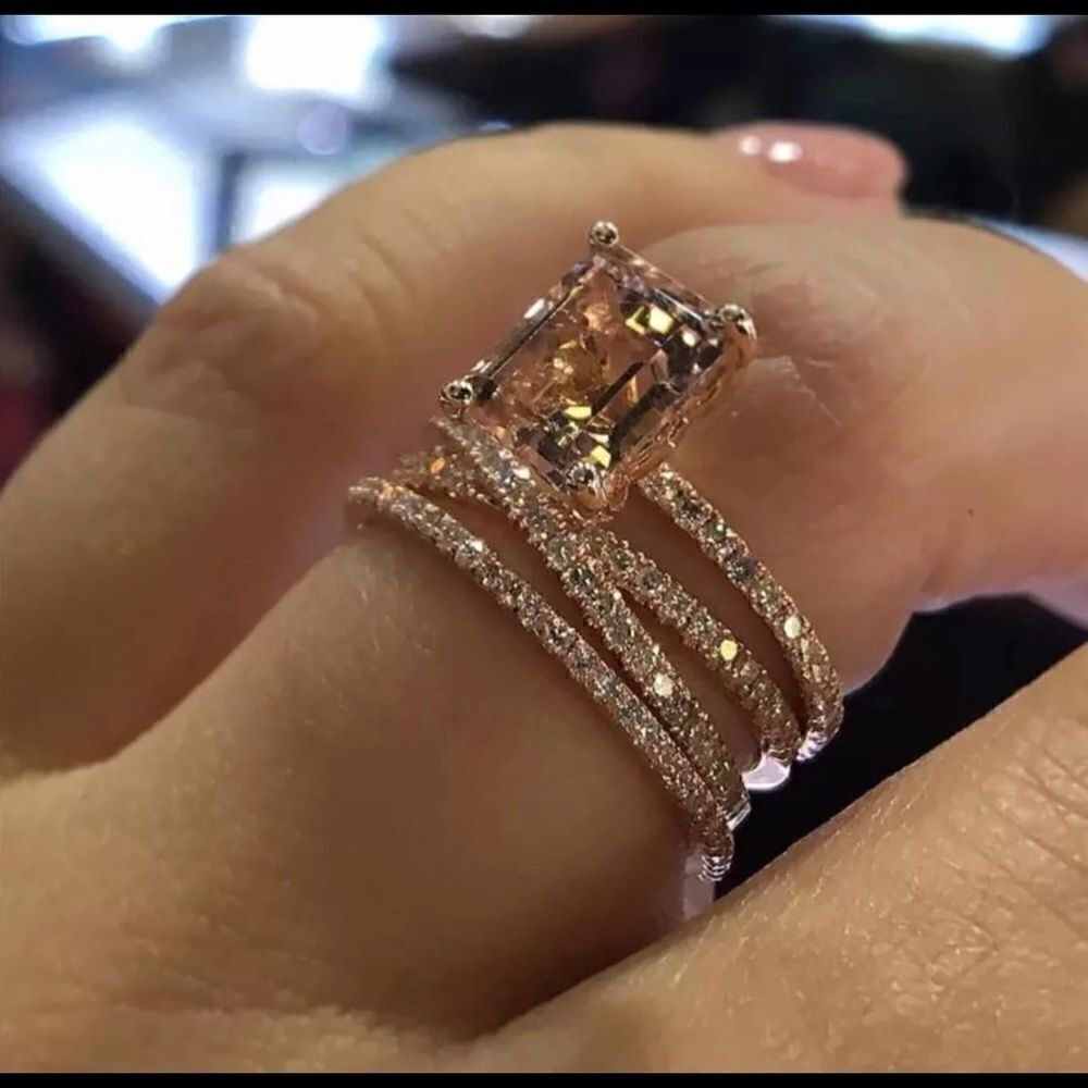 Beautiful Rose Gold plated CZ Diamond Ring - Picture 2 of 2